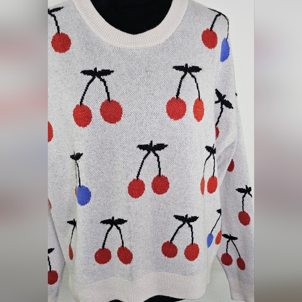 Madewell Cherry Jacquard Pullover Sweater viscose/polyamide/wool/alpaca blend M - Picture 3 of 10